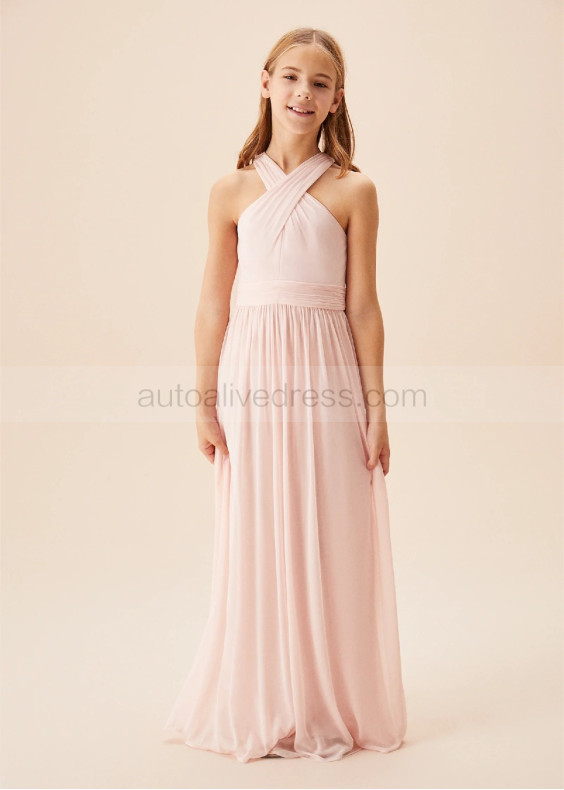 Crisscross Petal Chiffon Floor Length Junior Bridesmaid Dress